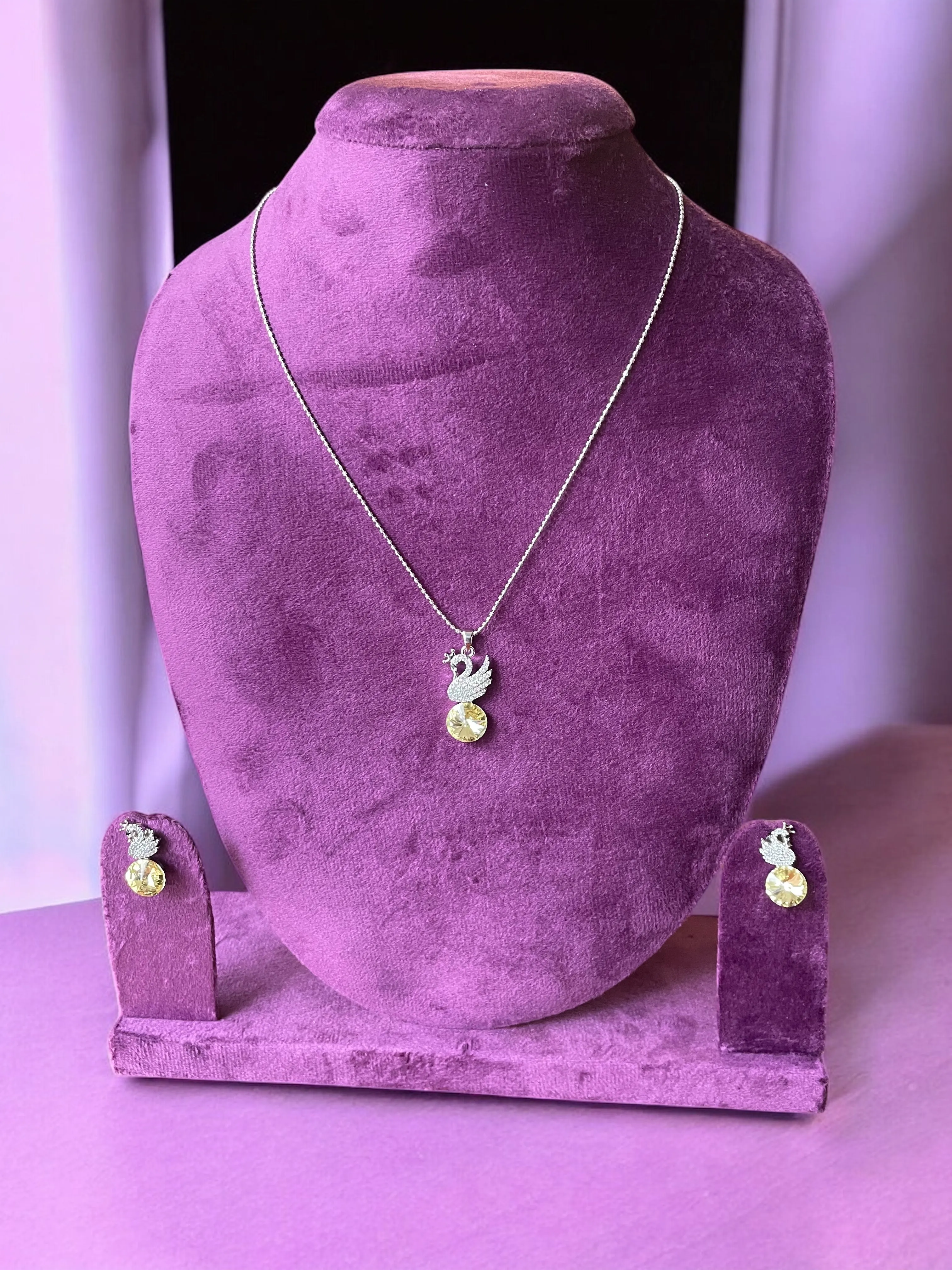 Swan Elegance Pendant & Stud Earrings Set