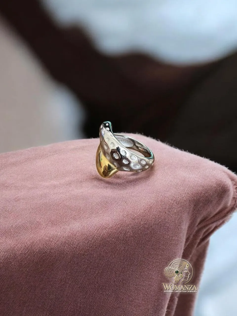 Dual-Tone Serpent Band Ring with Coiled Snake Motif