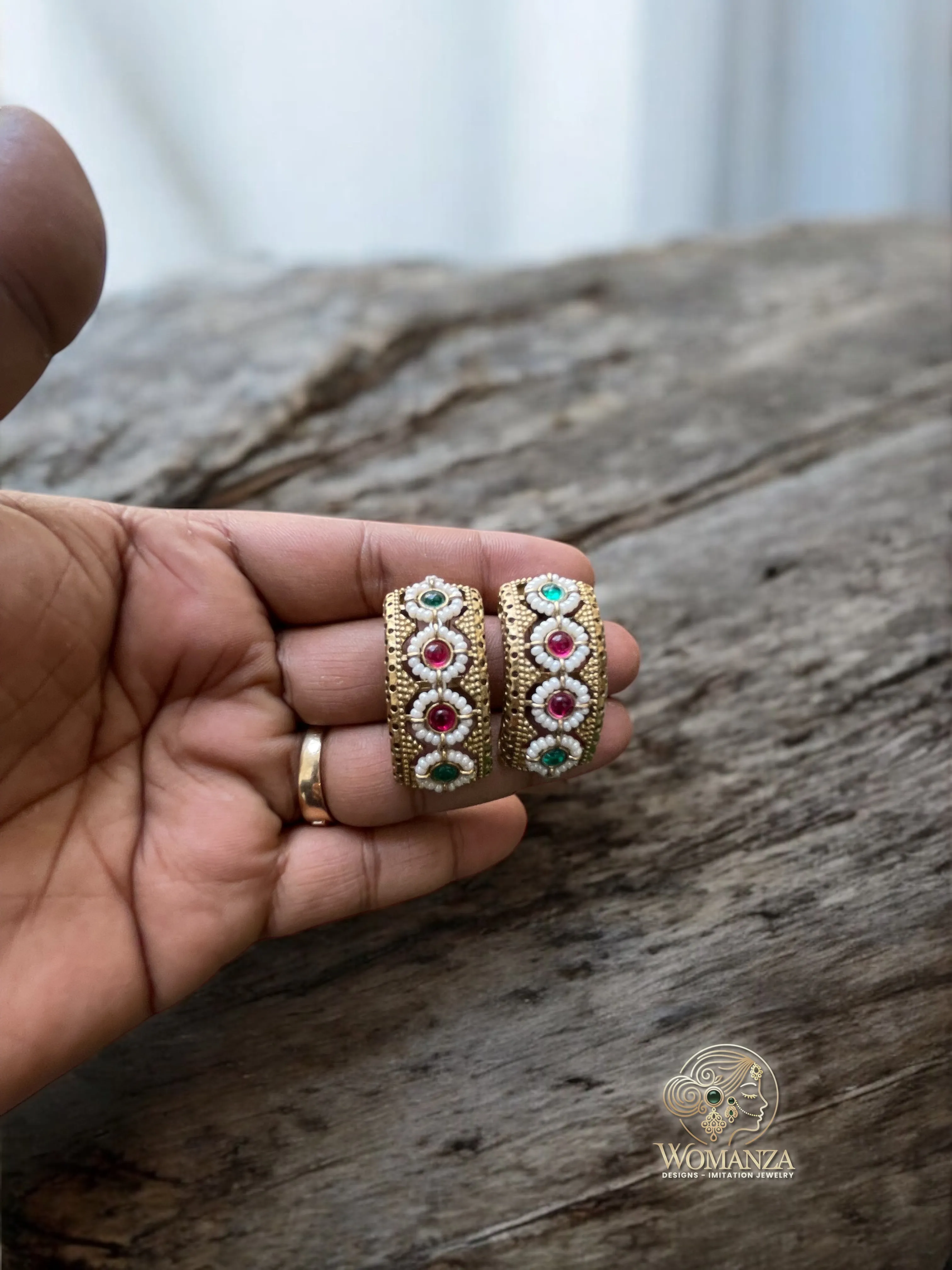 Half Moon Heritage Pachi Kundan Earrings