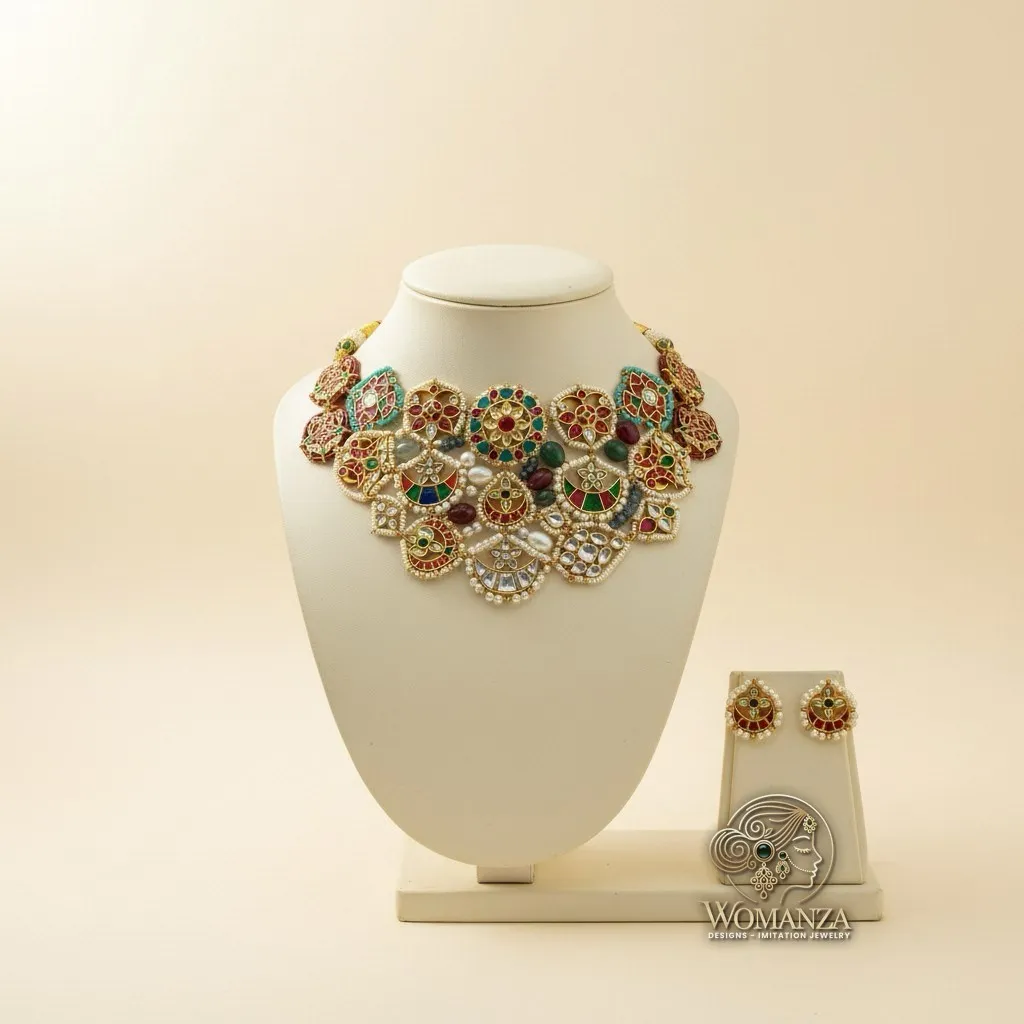 Meenakari Kundan Statement Necklace Set