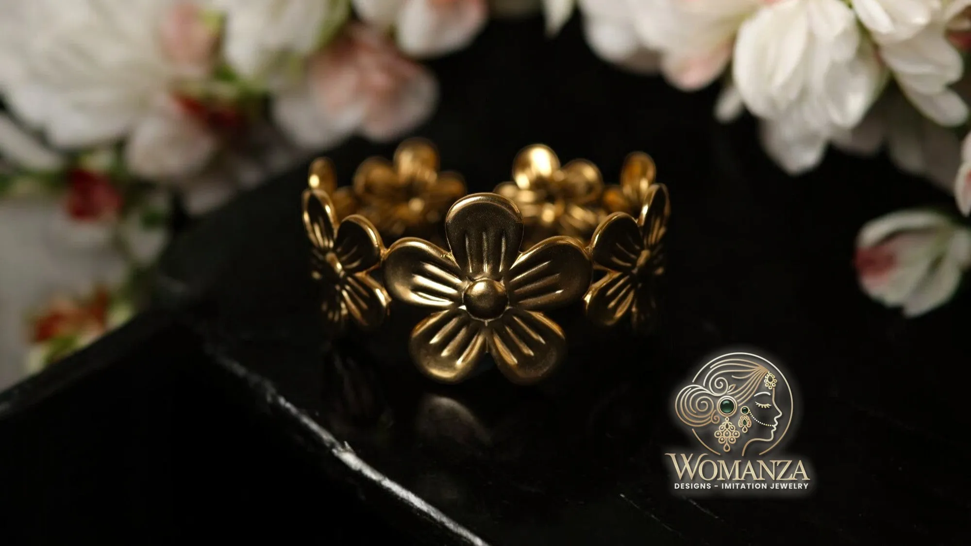 Vintage Bloom Floral Cuff Bracelet