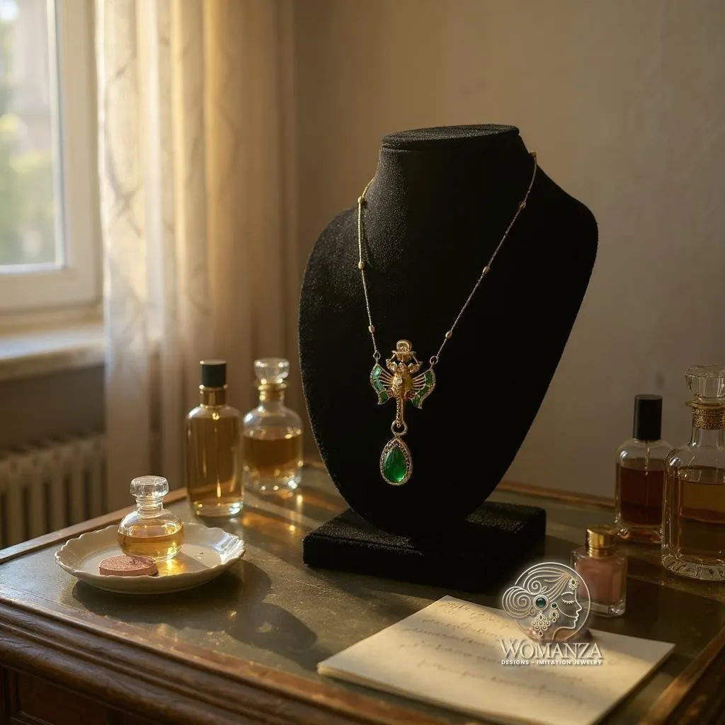 Royal Emerald Egyptian Revival Pendant Necklace