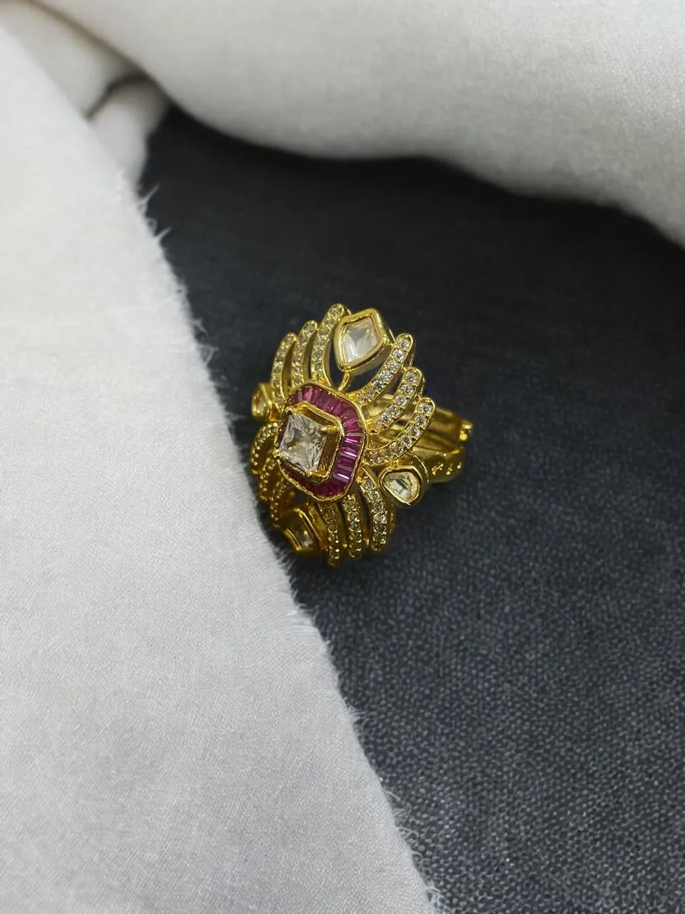 Rudra Regal Kundan Ring