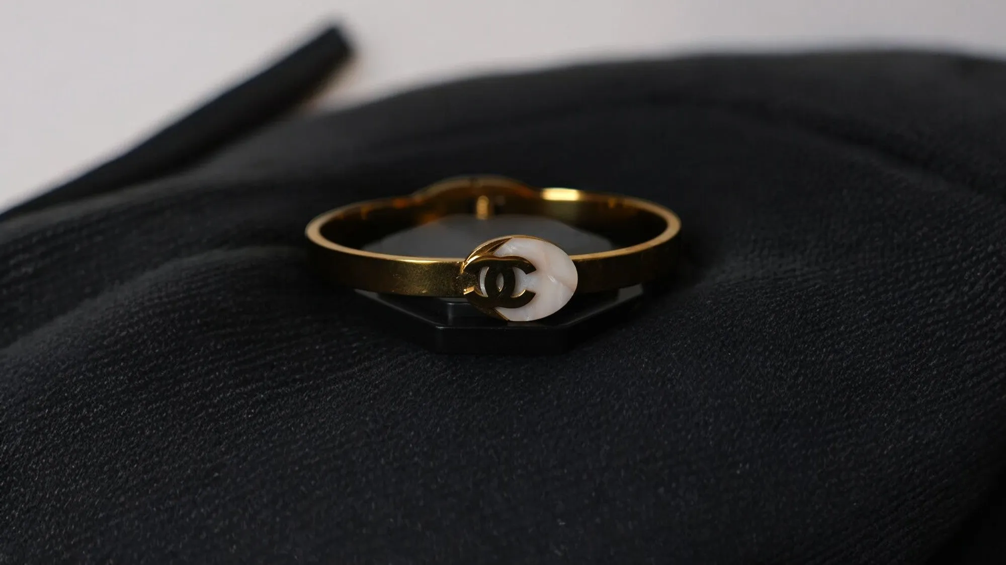 Monogram Accent White Stone Gold Bracelet