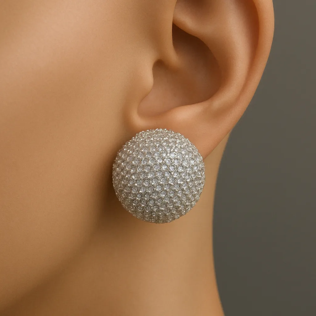 Crystal Dome Statement Studs with 3D Micro-Crystal Texture