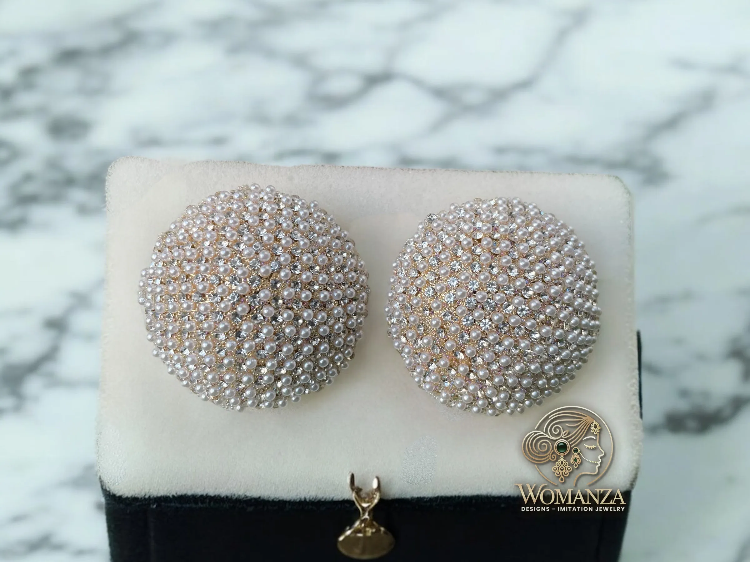 Crystal Dome Statement Studs with 3D Micro-Crystal Texture