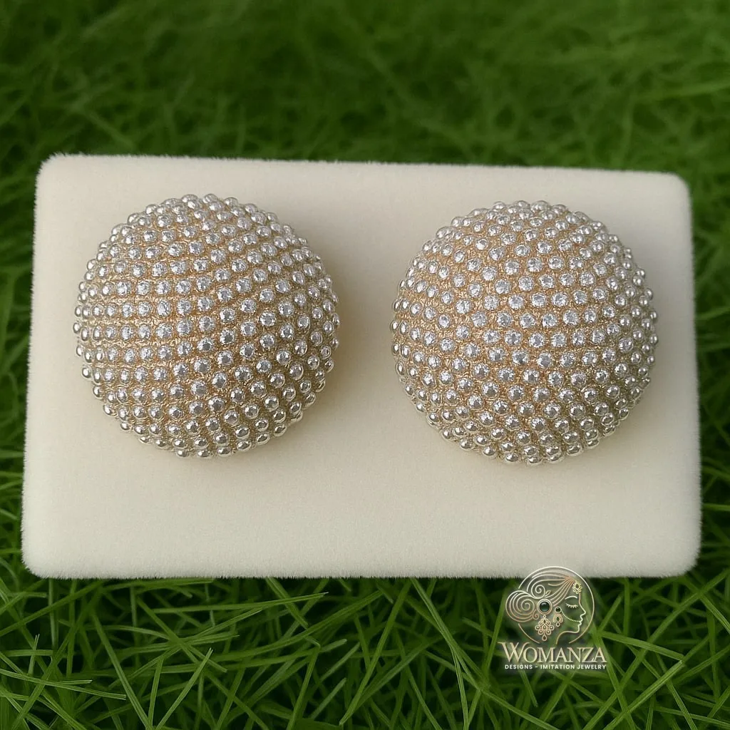 Crystal Dome Statement Studs with 3D Micro-Crystal Texture