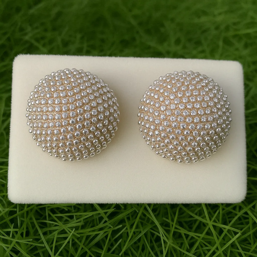 Crystal Dome Statement Studs with 3D Micro-Crystal Texture