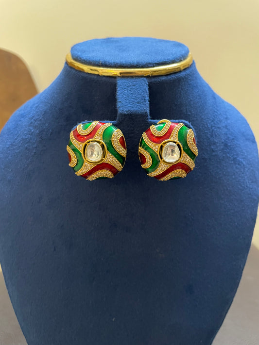 Enamel Swirl Stud Earrings