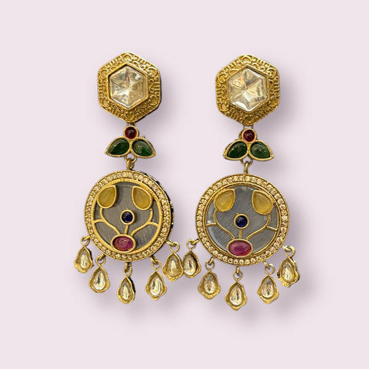 Royal Enamel Filigree Drop Earrings
