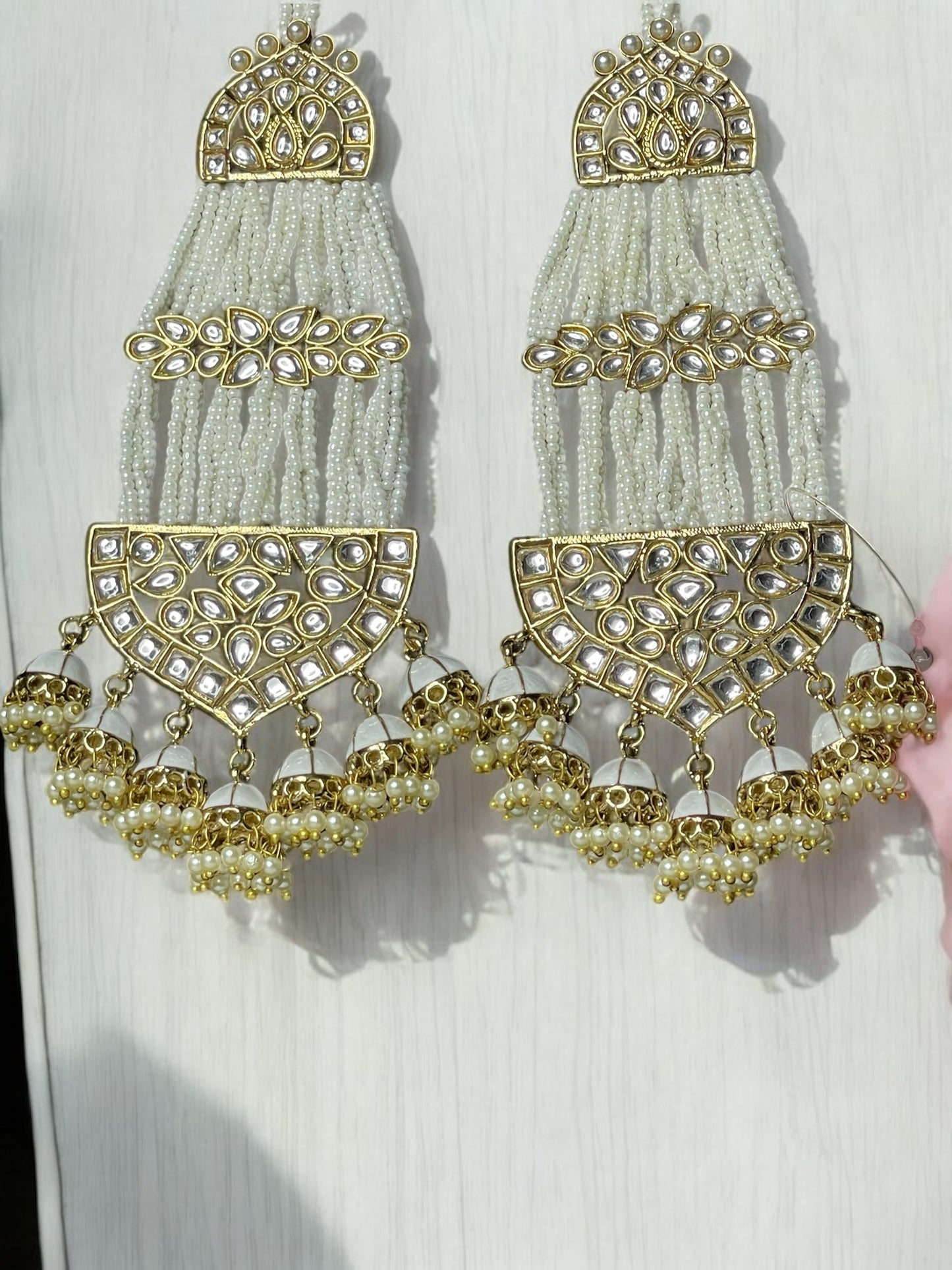 Royal Multi-Strand Pearl Jhumka Earrings
