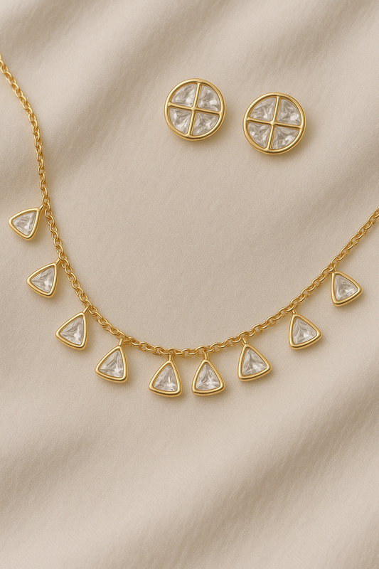 Elegant Trikona Sparkle Necklace Set
