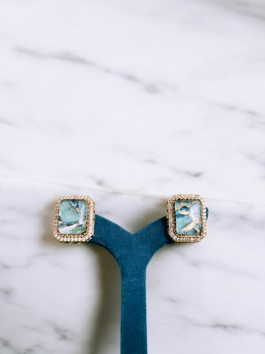 Aqua Luxe Rectangle Stud Earrings
