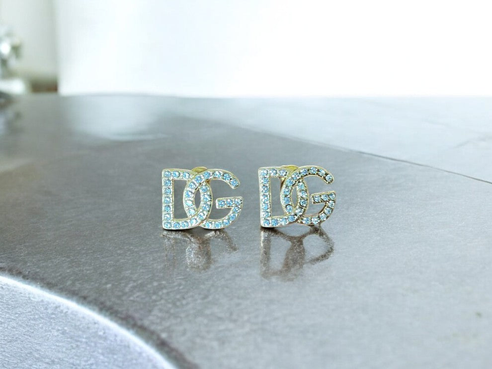 Crystal DG Monogram Stud Earrings