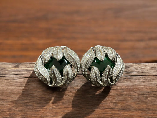Emerald Flame Stud Earrings