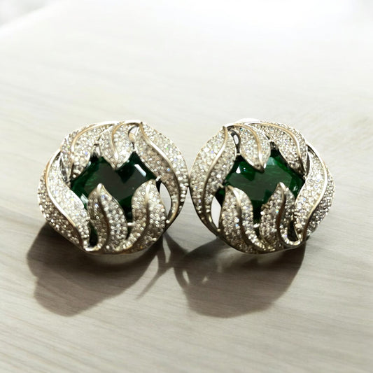 Emerald Flame Stud Earrings