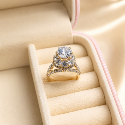 Seraphina Crystal Cluster Cocktail Ring in Gold-Tone