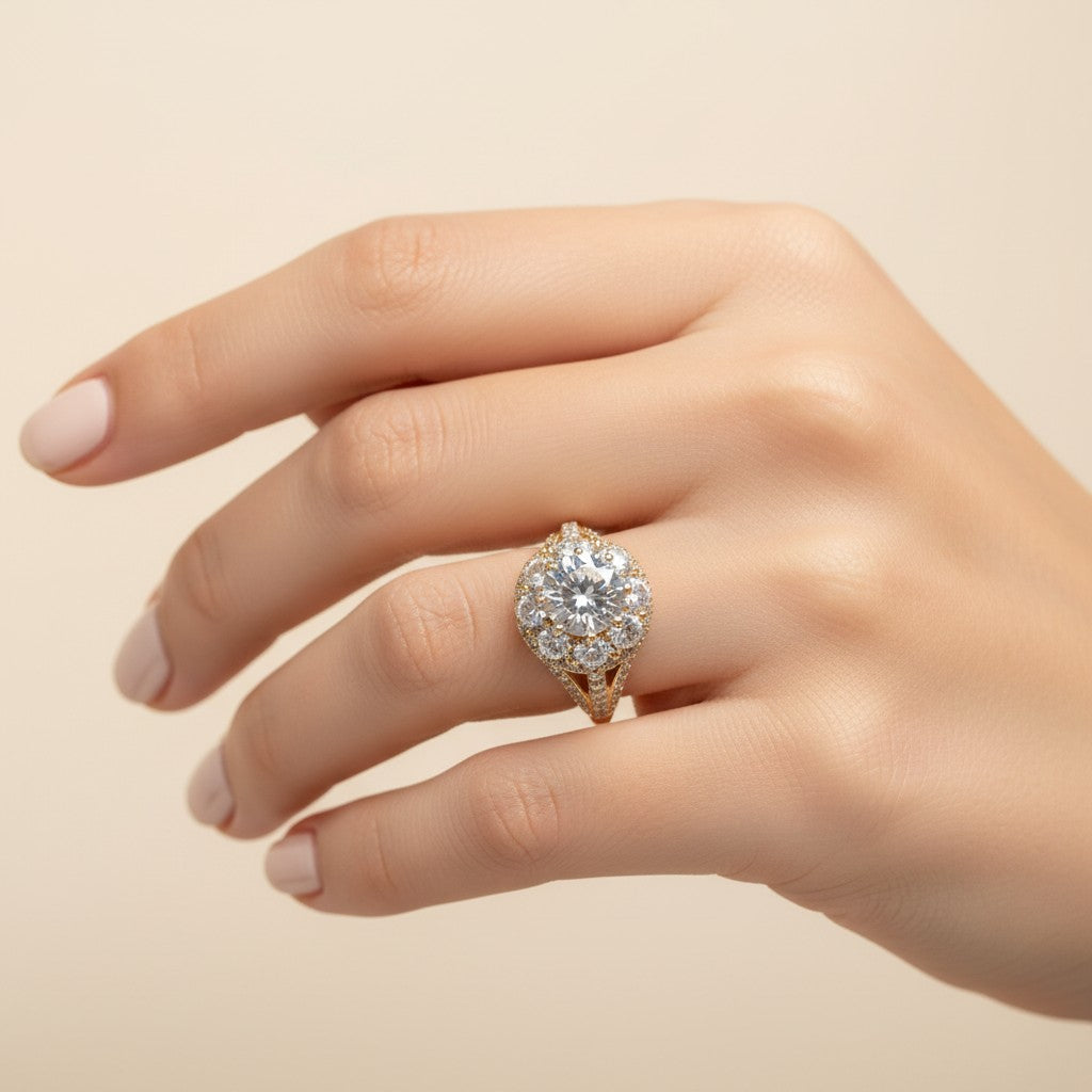 Seraphina Crystal Cluster Cocktail Ring in Gold-Tone