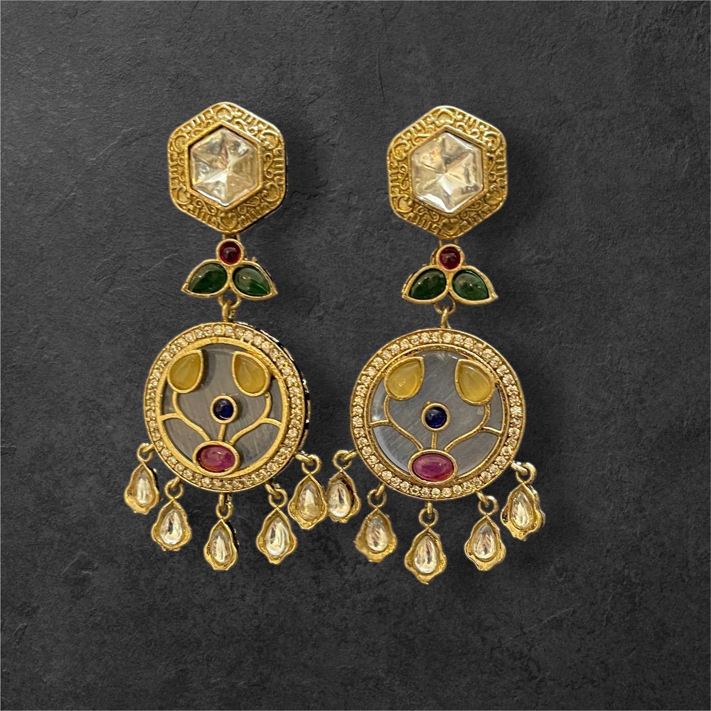 Royal Enamel Filigree Drop Earrings