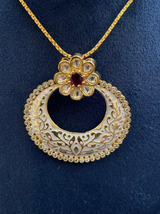 Royal Meenakari Lotus Pendant Set