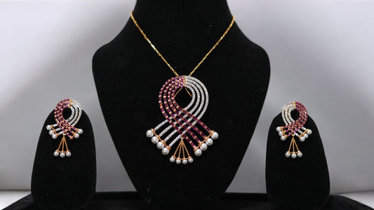 Pearl Radiance Ruby Necklace Set