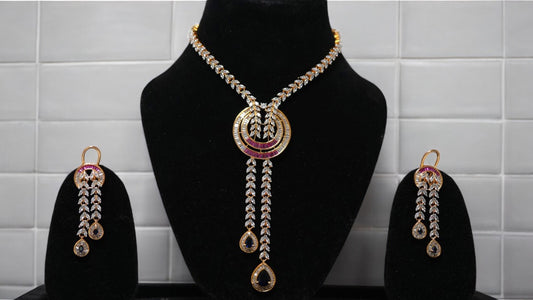 Crimson Cascade CZ Necklace Set
