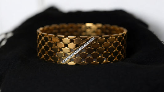 HexaMesh Gold-Toned Statement Bracelet