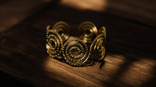 Golden Spiral Textured Cuff Bracelet