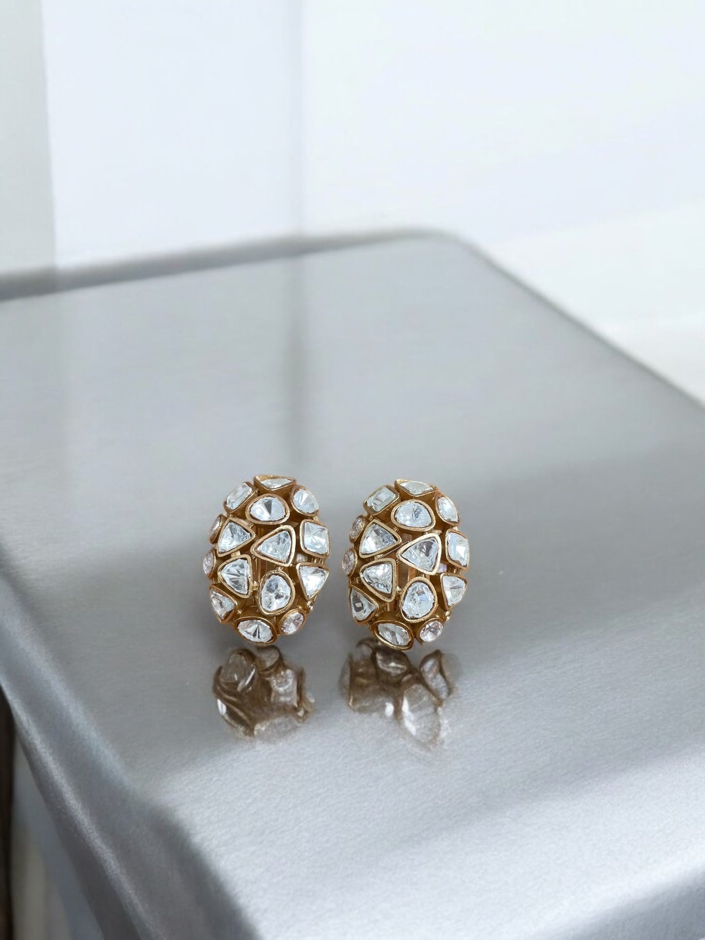 Antique Gold Kundan Dome Studs
