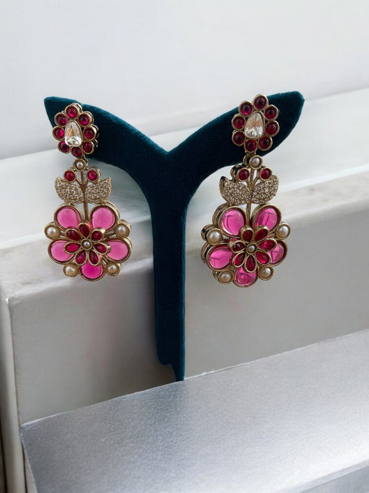 Gulbahar Pink Bloom Earrings