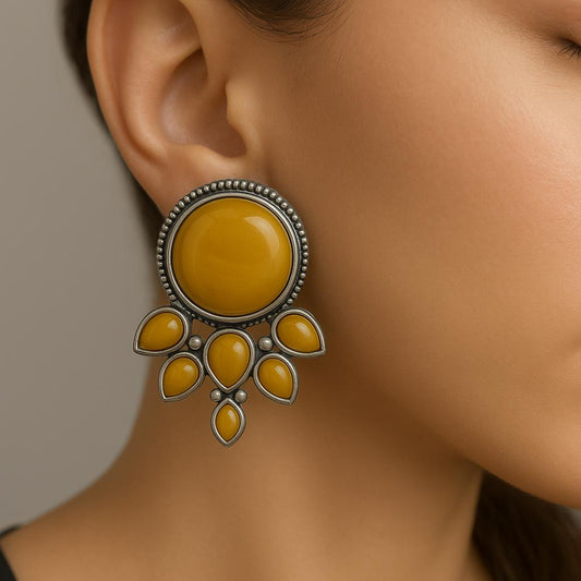 Mustard Bloom Antique Statement Studs