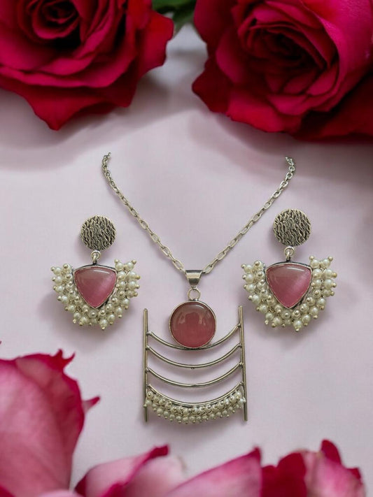 Blush Bloom Oxidised Jewellery Set