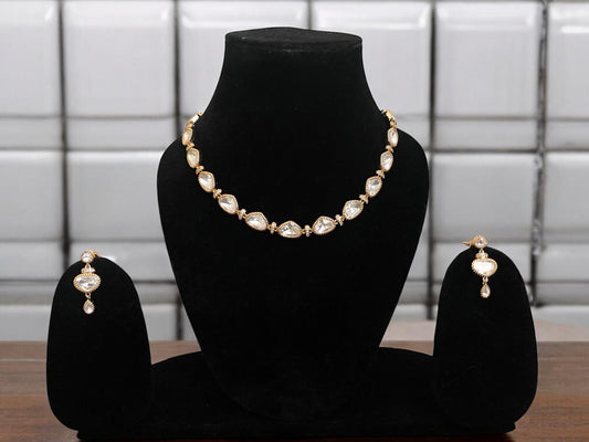 Gold-Tone Tear-Drop CZ Necklace Set