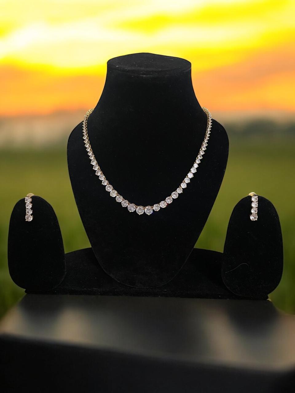 Crystal Shine Solitaire Necklace Set