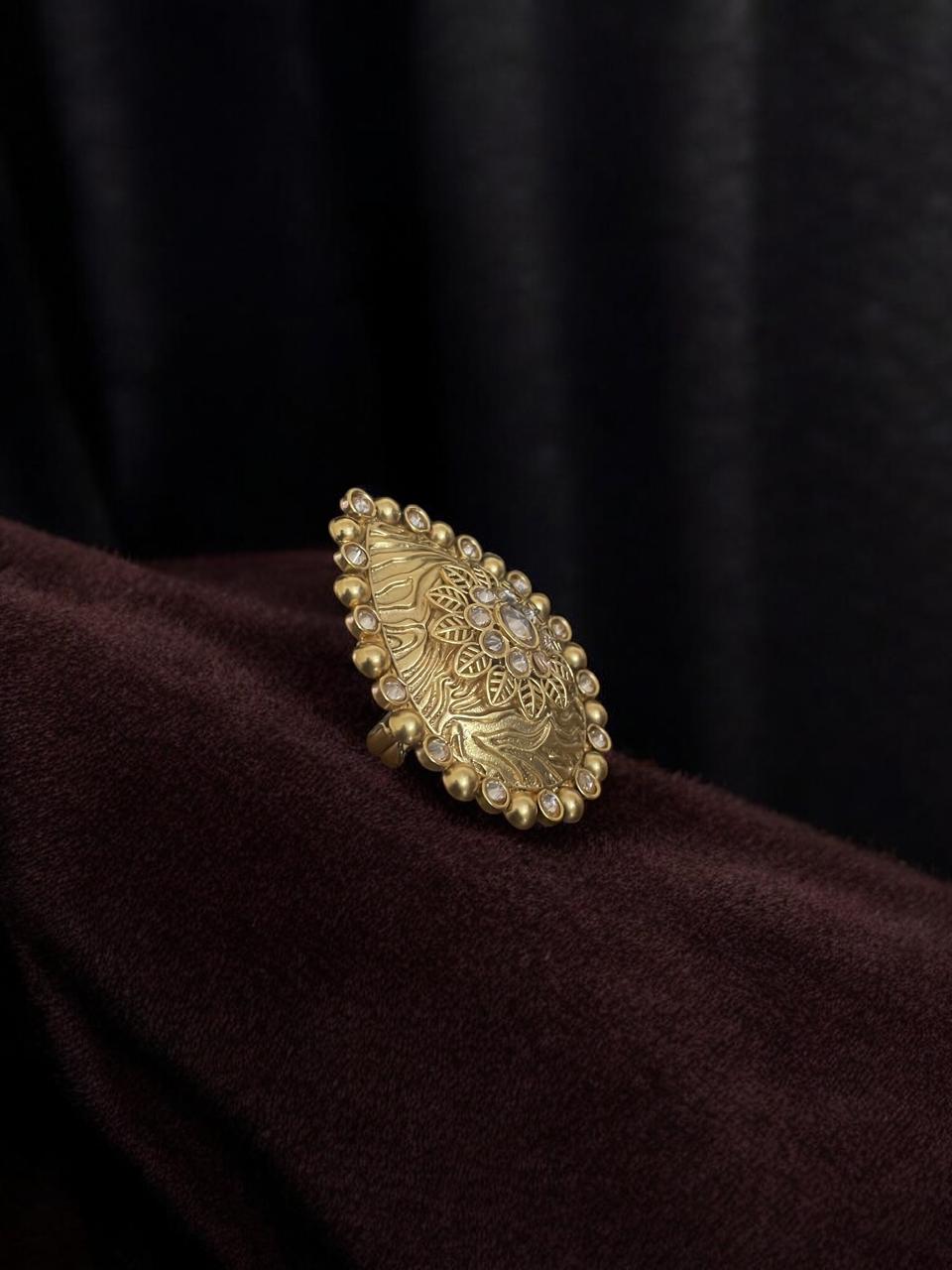 Regal Teardrop Textured Statement Ring