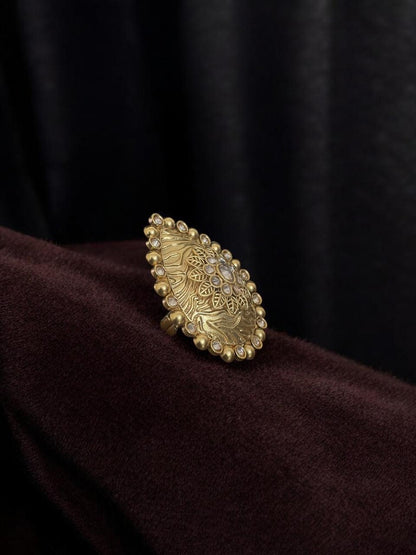 Regal Teardrop Textured Statement Ring