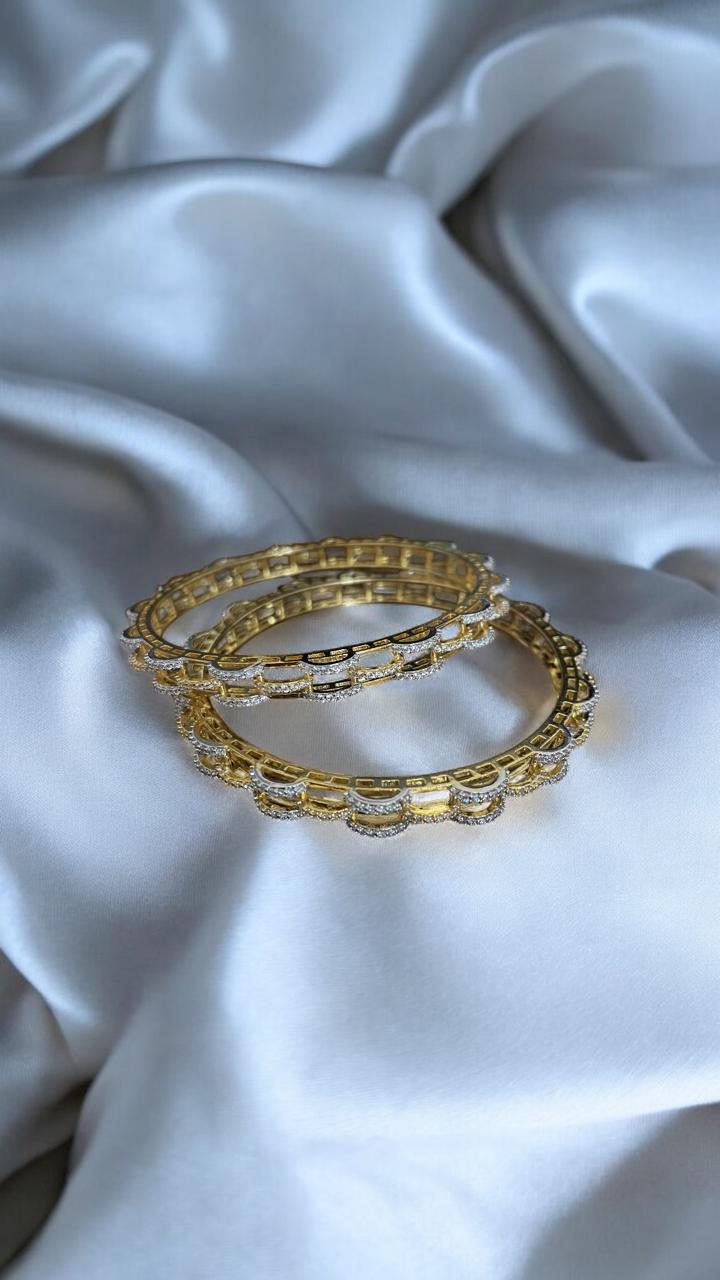 Scalloped CZ Edge Bangles