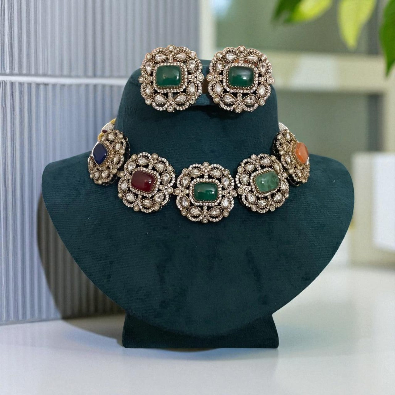 Multicolour Royal Gem Choker Set