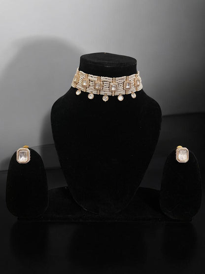 Pearl Grid Mirror Choker Set
