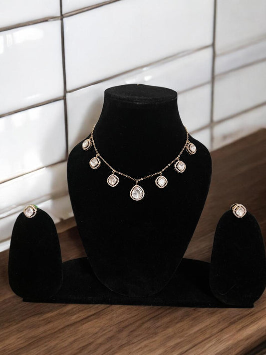 Dangling Solitaire Charm Necklace Set