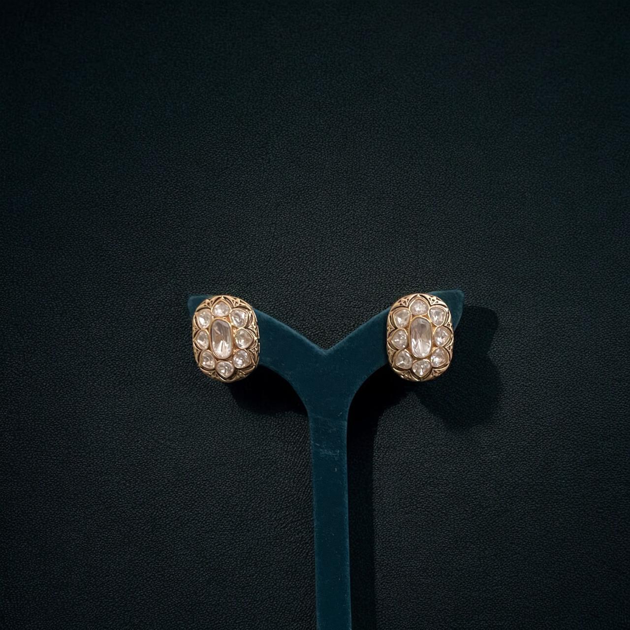 Oval-Cut Cluster Stud Earrings