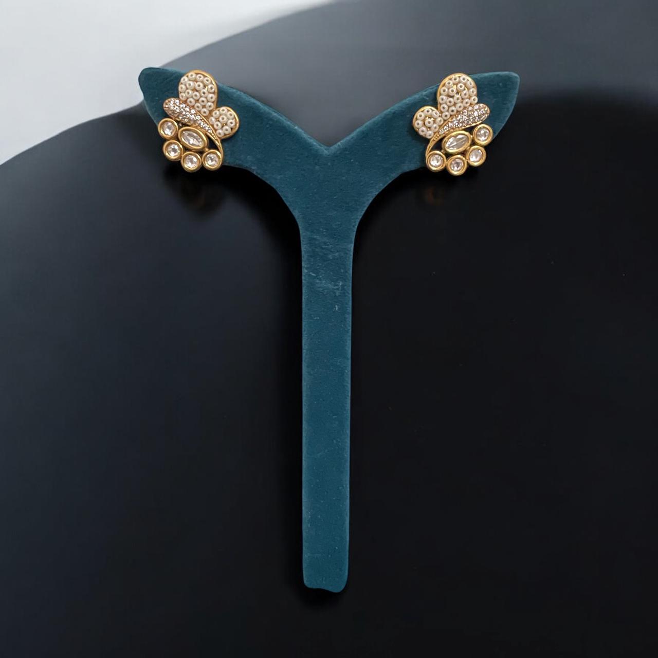 Pearl Cluster & Stone Drop Studs
