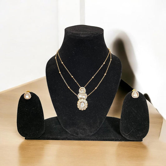 Layered Drop Motif Pendant Set