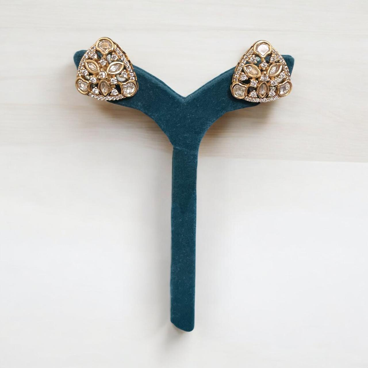 Triangular Floral Cluster Stud Earrings