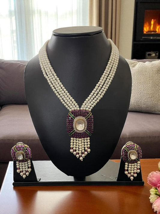 Maharani Pearl Kundan Necklace Set