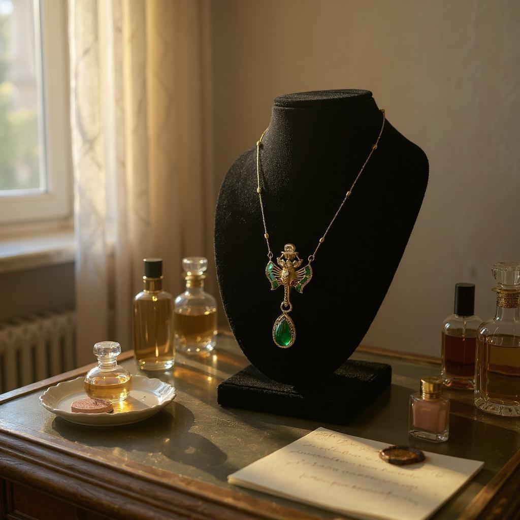 Royal Emerald Egyptian Revival Pendant Necklace