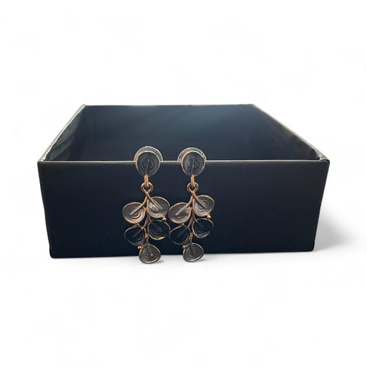 Glossy Black Enamel Dangling Earrings