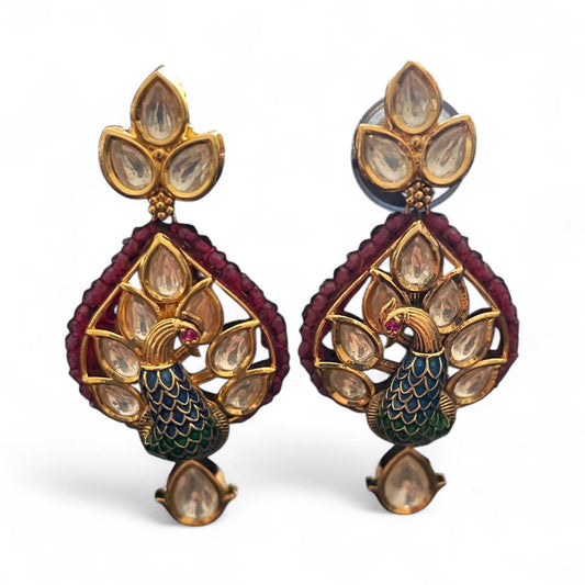 Kundan Peacock Statement Earrings