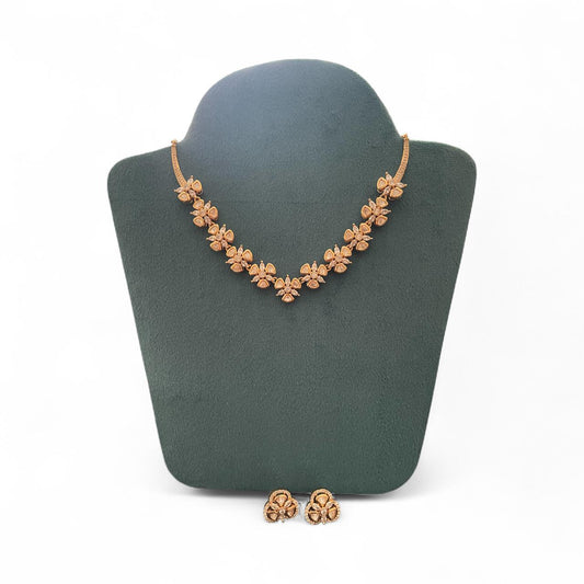 Floral Kundan Necklace Set with Matching Studs