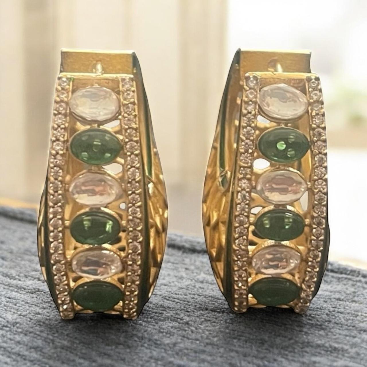 Traditional Temple Jhumka Earrings with Ruby & Pearl Detailing